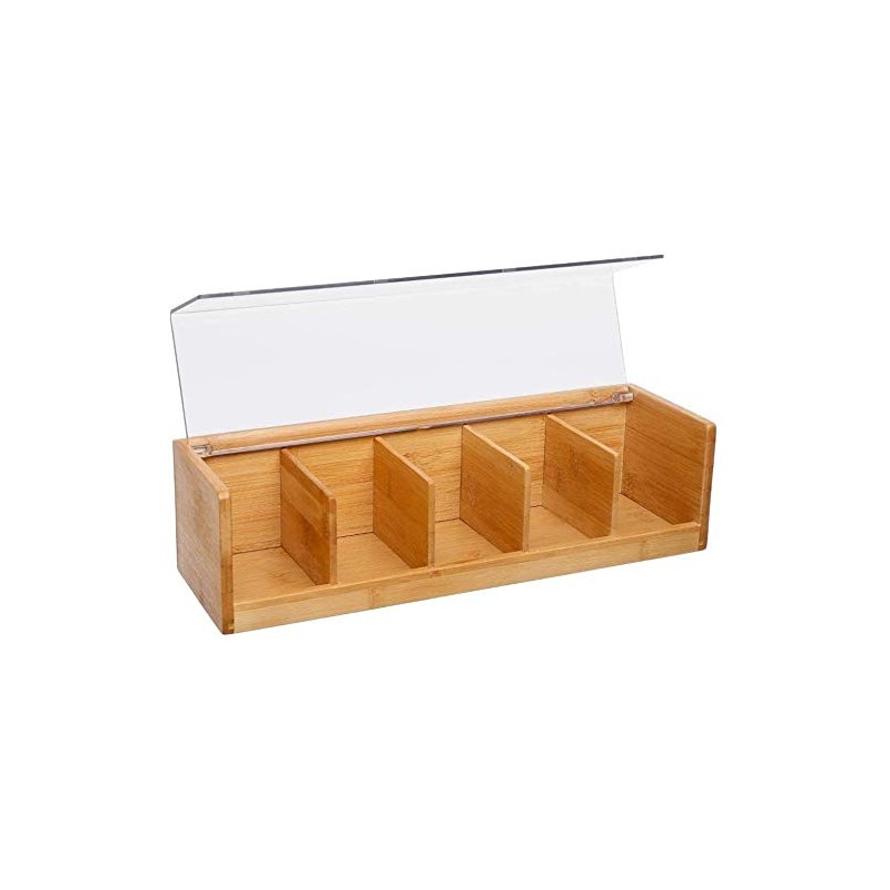 VITA PERFETTA Bamboo Tea Box with 5 Compartments Storage Box