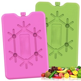 Ice Pack with 200 ml Each, Pack of 2 Ice Packs for Cool Bag, Reusable Flat Ice Packs, 12 Hours Long Ice Pack, Cool Bag, Cool Box, Ice Box, Thin, Extra Flat Cool Carry Bag for On the Go (Green + Red)