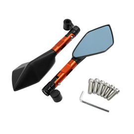 uxcell Pair Orange Handle Pentagonal Universal Rear View Mirror for Scooter Motorcycle
