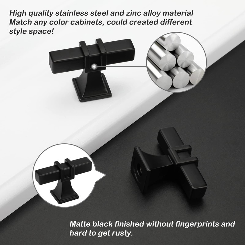 Lepatape 10 Pack Cabinet Knobs Black Dresser Drawer Knobs -