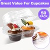 PLMMOUT 50Pack 2 Compartment Cupcake Containers,Stackable Cupcake Boxes,2 Cavity Clear