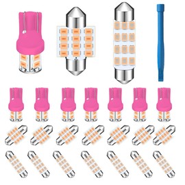 DUSCOKE 24PCS Dome Light Car LED Interior Bulbs, T10 194 DE3175 578 31mm 42mm LED Light Replacement Bulbs with Removal Tool for Car Map Door Trunk License Plate Side Marker Lights (Pink)