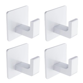 Fadroky Adhesive Hooks for Hanging, 12lbs No Drills Heavy Duty Wall Towel Hooks, White 4Pcs Shower Hooks for Inside Shower, Bathroom Towel Holder Accessories, for Hanging Hat, Towel, Robe