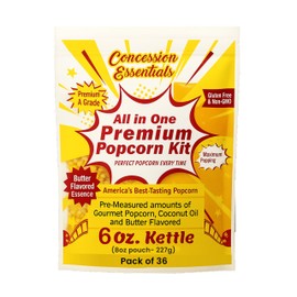 6oz Concession Essentials- Popcorn Portion Packs - Kernels, Oil and Salt -Case of 36ct