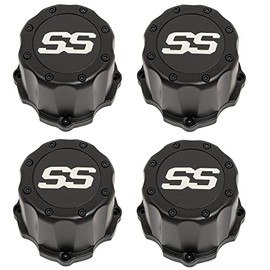 Set of 4 - Golf Cart Matte Black SS Bolt On Wheel Rim Center Cap for GTW Specter Wheels