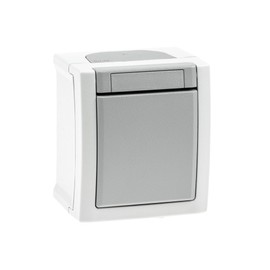 Aufputz Kreuzschalter Feuchtraum IP54, Modell Pacific, grau