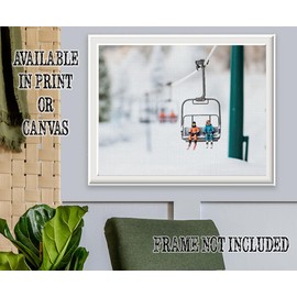 The Ski Lift Miniature Winter Photo 28x36 Canvas Poster – Whimsical Ski Resort Chairlift Scene, Tiny People Photography, Scenic Alpine Snowy Mountain Landscape, Ski-Themed Home Decor - Ski Enthusiasts