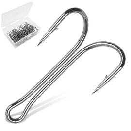 Classic Double Fsihing Hooks, 35pcs Frog Fly Tying Hooks 3X Strong Sharp Open Shank High Carbon Steel Barbed Small for Saltwater and Freshwater