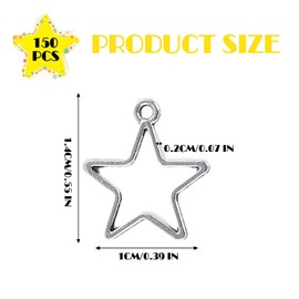 Vordpe Pack of 150 Alloy Star Pendants, Pentagram Chain, Silver Stars Charm Pendants for Bracelets Accessories DIY Crafts Necklaces Bracelets Earrings Crafts, Alloy Steel
