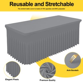 Smiry - Mantel elástico ajustable para mesas rectangulares de 5 pies, impermeable, lavable, para exteriores, bodas, banquetes y fiestas (gris, 60 x 30 x 30 pulgadas de alto x 30 pulgadas)