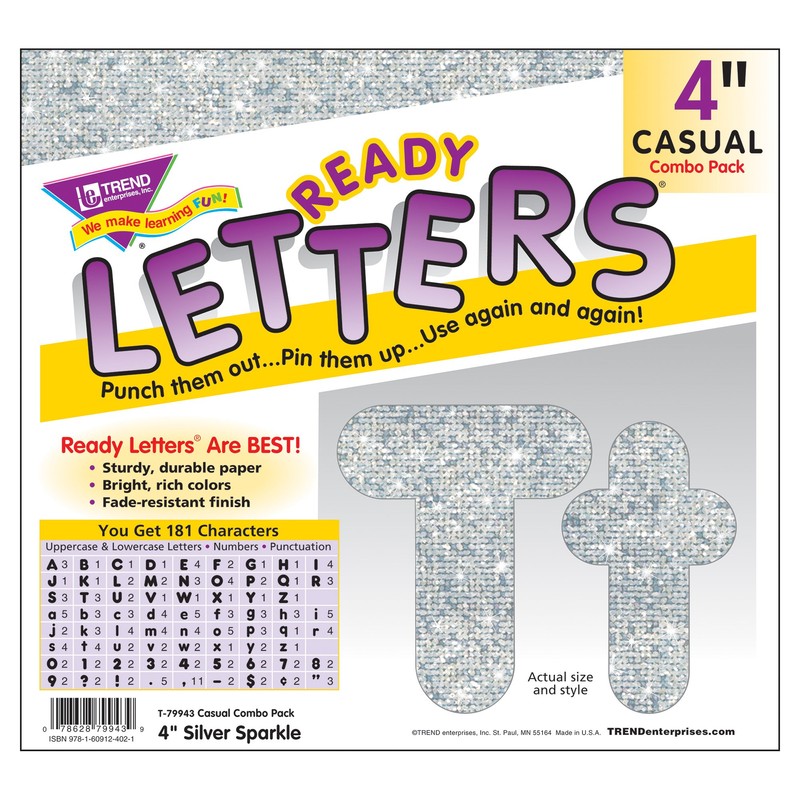 Trend Enterprises, Inc. Silver Sparkle 10.16 cm Casual Combo Letras