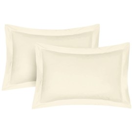 Pillow Shams 2 Pack Oxford Pillowcases, 100% Cotton Ultra Soft Premium Quality Bedroom Pillow Case Cover - Decorative Standard Pillow Covers 50x75cm (Cream)