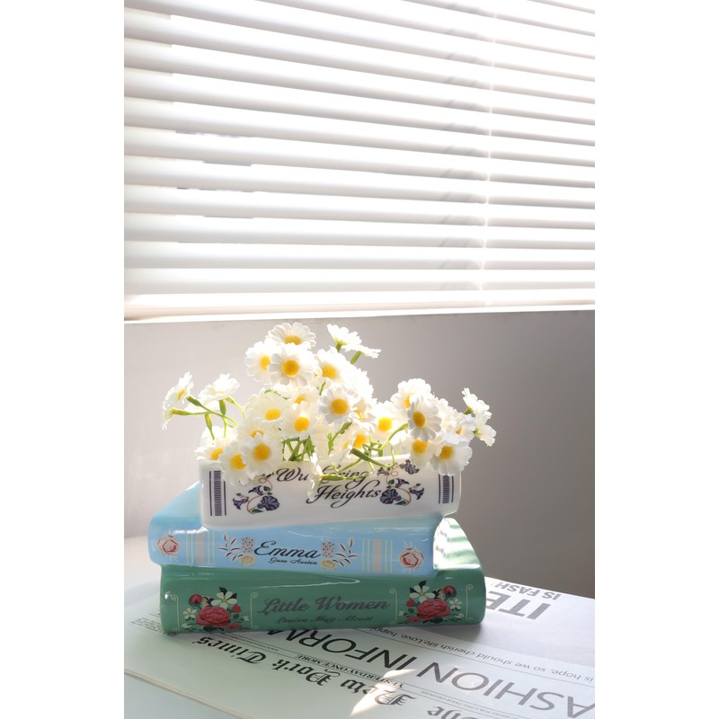 Ligtmor Small Book-Shaped Decorative design Planter, Ceramic for Home Decor,