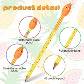 Leinuosen Leinuosen 30 Scented Cartoon Fruit Pencil Toppers with 12 Eraser
