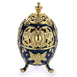 SUMNACON Vintage Zinc Alloy Incense Burner with Lid Incense Holder Incense Bowl Incense Bowl Incense Container Home Decoration for Bedroom Yoga (Ball Shape Blue)