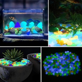 MacroHu 200pcs Bright Coloured Pebbles Stones for Garden Aquarium Stones Luminous Gravel Noctilucent Stones Decorative Stones Incandescent Pebbles Resin Fluorescent Pebbles-Dark Purple