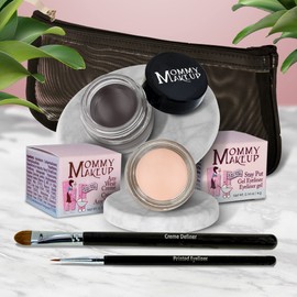 The Everlasting Eye 5 Piece Waterproof Makeup Set. Gel Eyeliner, Creme Eyeshadow, 2 brushes and Mesh Bag. Paraben-free, Talc-free, Cruelty-free. Brighten Up/Chocolate Kiss 2202