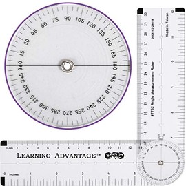 LEARNING ADVANTAGE -7752 Regla de medición de ángulo - Herramienta de medición de geometría transparente, flexible y ajustable - Mide ángulos a 360 gr