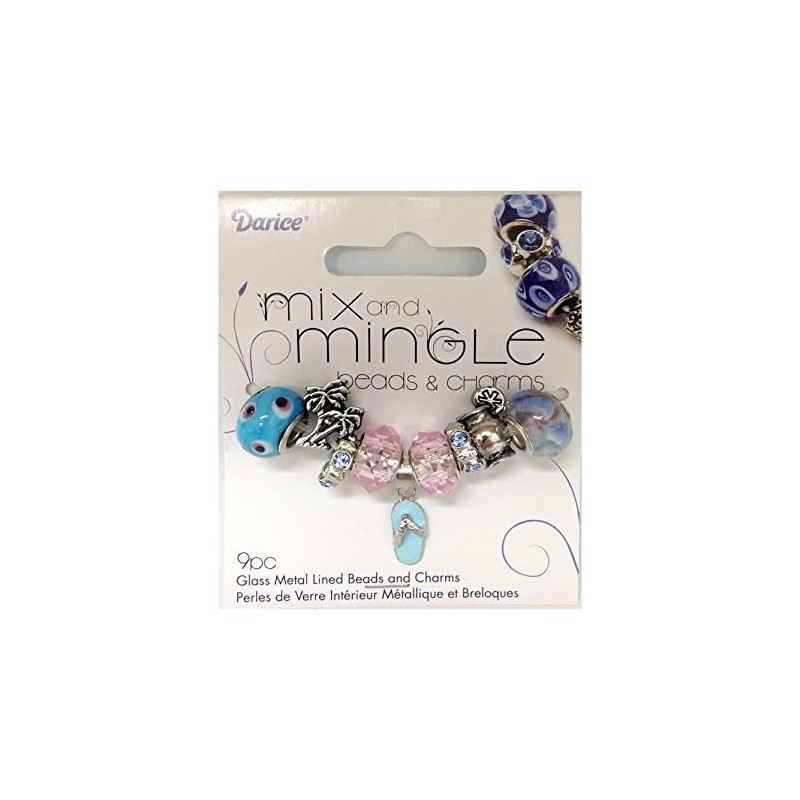Darice Mix & Mingle Glass Metal Lined Beads and Charms