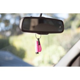 resqme Pack of 2,The Original Emergency Keychain Car Escape Tool, 2-in-1 Seatbelt Cutter and Window Breaker, Made in USA, Pink - Compact safety hammer