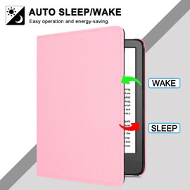 Case for 6.8" Device (Just For 11th Generation 2021 Release), TOKILO Premium PU Leather Cover with Hand Strap Card Slot Auto Wake/Sleep, Pink