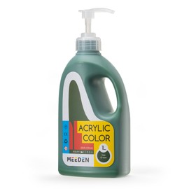 MEEDEN Sap Green Acrylic Paint: 1 L /33.8 oz Satin Liquid Paint with Pump Lid - Soft Body Art Paints for Canvas, Studio, School, Wall & Poured Paintings