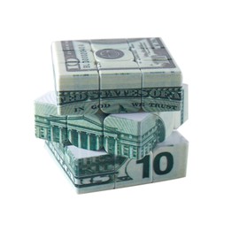 Speed Cube 3x3 Ten-Dollar Notes/Bill Back Pattern Magic Cube Puzzle,IQ Games Puzzles Relief Effect Adult Toys,5.6cm/2.2" (10 Dollars)