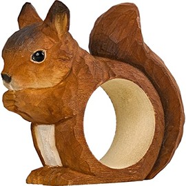 Wildlife Garden WG4568 Napkin Ring Squirrel - Hand Carved Wooden Napkin Ring for Table Decoration