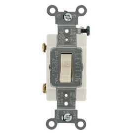 Leviton CSB1-20T 20-Amp, 120/277-Volt, Toggle Single-Pole AC Quiet Switch, Commercial Grade, Grounding, Light Almond