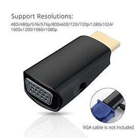 HDMI Male to VGA Female / Video Converter Gold Plated with 3.5mm Audio Cable for PC, TV, Laptop and other HDMI Devices