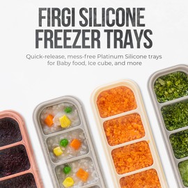 Firgi 0.7 oz/12 Sections Silicone Ice Cube Freezer Tray with Lid, 100% Food-Grade Platinum Silicone,Leak Resistance & Dishwasher Safe for Baby Food Prep,Breast Milk,Purees - Korean Made, Brown