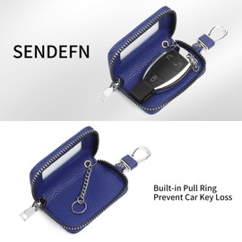 SENDEFN Universal Car Key Fob Case Leather Smart Remote Keychain Protector Holder