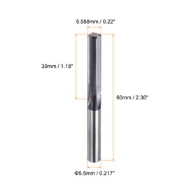 sourcing map Carbide Chucking Reamer 0.22"(5.588mm) Dia Straight Flute Straight Shank Machine Reamer Tool for Metal and Lathes CNC Machining Centers, Black