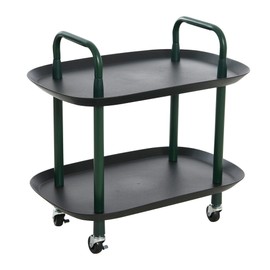 Main + Mesa Modern Plastic and Metal 2-Tier Trolley, Black and Dark Green