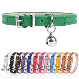 XXS Dog Collar for Teacup Adjustable Teacup Dog Collar for Small Medium Large Dogs 3/8 inch Width (Green, XXS)