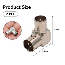 HLMYER 2 Pcs Right Angle Aerial Connector,RF Coaxial TV Aerial Connector,TV PAL Female to Male Coaxial Connector,90 Degree Aerial Connector for TV Coax Aerial Cables Copper,Satellite Cable