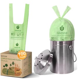 2.6 Gallon Compostable Trash Bags,Extra Thick Kitchen Food Scrap Bags with Handle, Compost Bags Small Certified by BPI &Europe OK Compost, 9.84L