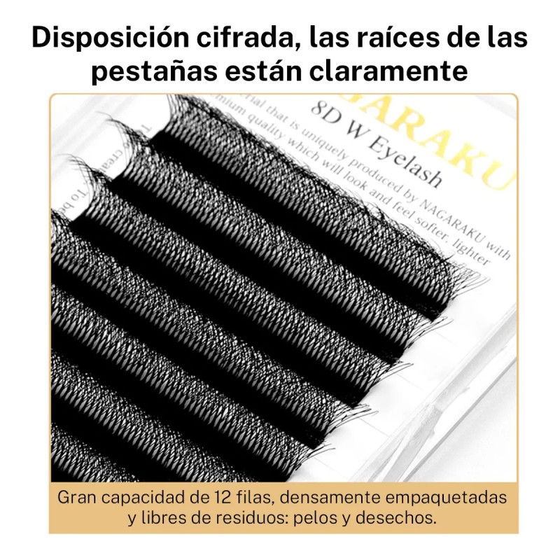 Nagaraku Extensiones De Pestañas 8d W Shape