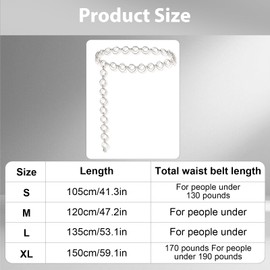 JDGFH Women's Belt, Chain Belt, Belly Chain, Silver, Waist Belt, Women's Silver, Fashion Waist Belt, Metal Chain Belt, Adjustable Waist Chain, Hip Chain for Dresses, silver