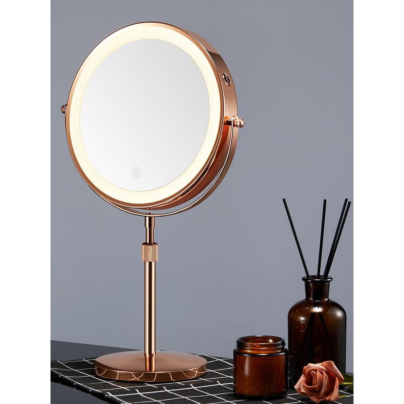 OMIRO 8.5 Inches Lighted Makeup Mirror with 3X/10X Magnifications, Double