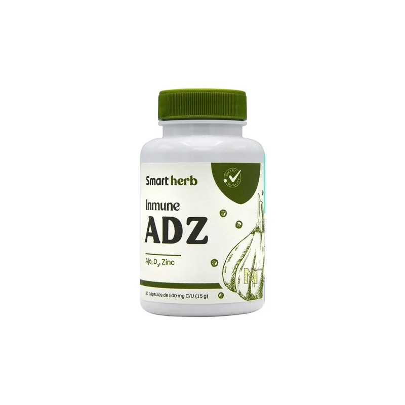 Inmune ADZ con Ajo Vitamina D3 y Zinc 30 capsulas