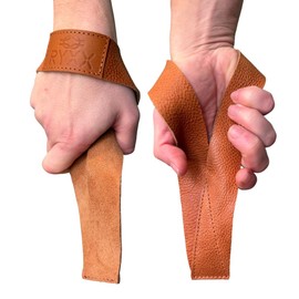 RYXX Premium Leather Weightlifting Straps | Versatile lifting straps made for Grip | Quality gym accessories for Men and Women | Weight lifting straps | Made in the UK | (Brown - Max Comfort)