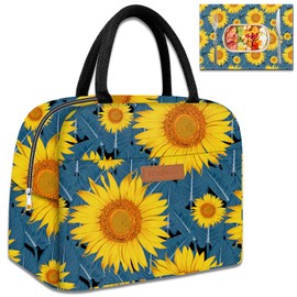 MuForu Cute Lunch Bag Women with Placemat,Insulated Lunch Box for Women lunch bags for work,Placemat Keep Clean, Hygienic Leakproof Thermal High Capacity for Work Picnic Insulated Lunch Bag,Sunflower