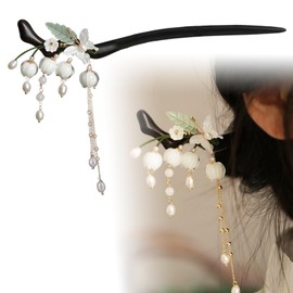 GmwyCzV Wooden Hair Sticks, Vintage Chinese Hairpin, Hair Accessories Hair Sticks Decorated with Flowers and Tassels, Tassel Hair Pin for Decorative Hair, Solid Hairstyle, for Women and Girls
