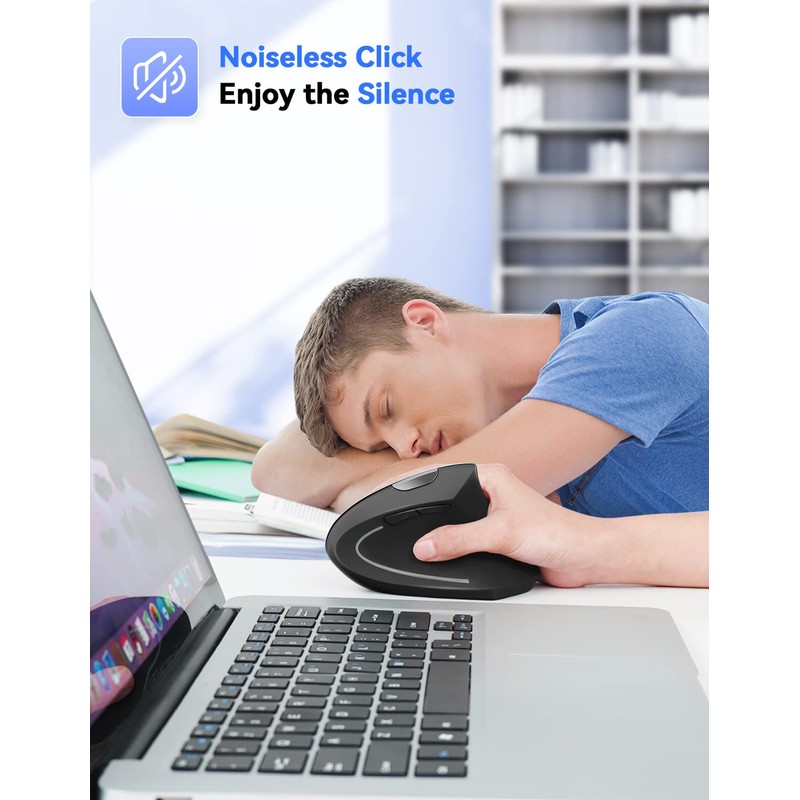 TECKNET Ergonomic Mouse, 4800DPI Wireless Vertical Mouse 6-Button Silent Mouse