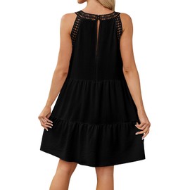 Genfien Women's Bohemian Dress, Beach Dress, Summer Dress, A Line Flowing Maxi Dress, Sleeveless Dress with Pockets, black