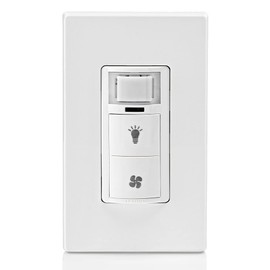 Leviton DHD05-1LW Dual Combination Humidity Sensor with Separate Light Switch, automate bathroom exhaust fan, air circulation, moisture control, Single Pole/Single Pole, 200 watts, White