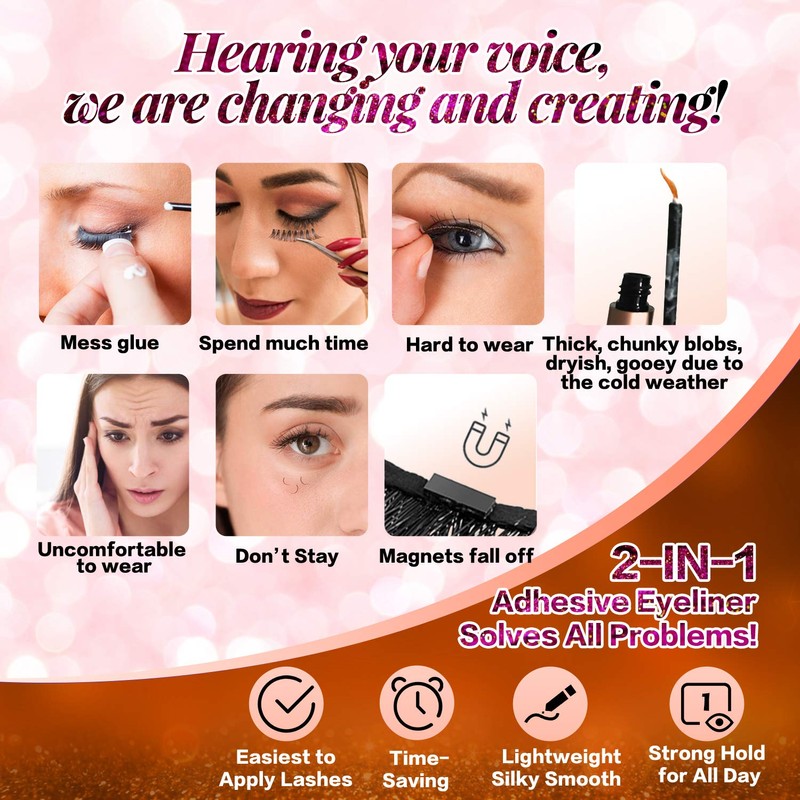 JIMIRE 2-in-1 Eyeliner Instead of Glue, Magic Eyeliner | Extra