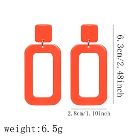 DIYANMMY Retro Simple Acrylic Geometric Square Hollow Earrings for Women White Statement Drop Earring (Orange earrings)