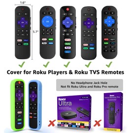 4 Pack Case for Roku Remote, Cover for Hisense/TCL Roku TV Steaming Stick/Express, Silicone Protective Controller Universal Replacement Sleeve Skin Glow in The Dark Pink Green Blue with Lanyards